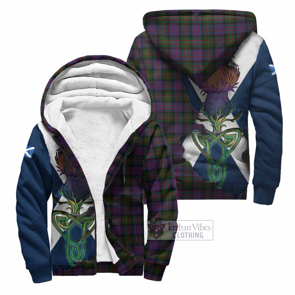 Tartan Vibes Clothing MacDonell (McDonell) Tartan Family Crest Sherpa Hoodie Scottish Thistle Celtic Inspired