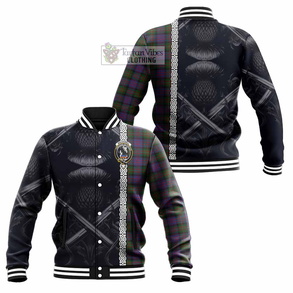 MacDonell (McDonell) Tartan Baseball Jacket with Family Crest Cross Sword Thistle Celtic Vibes - Tartan Vibes Clothing