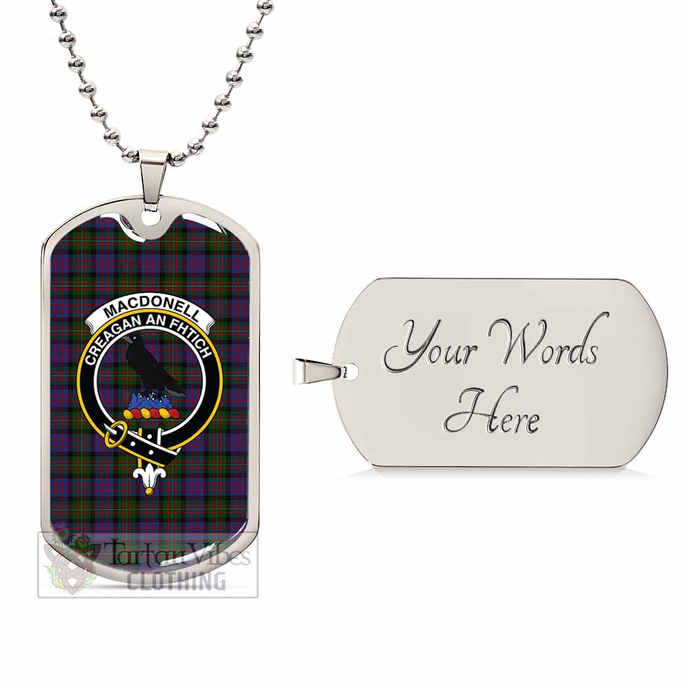 MacDonell (McDonell) Tartan Dog Tag Necklace with Family Crest Silver Yes - Tartan Vibes Clothing