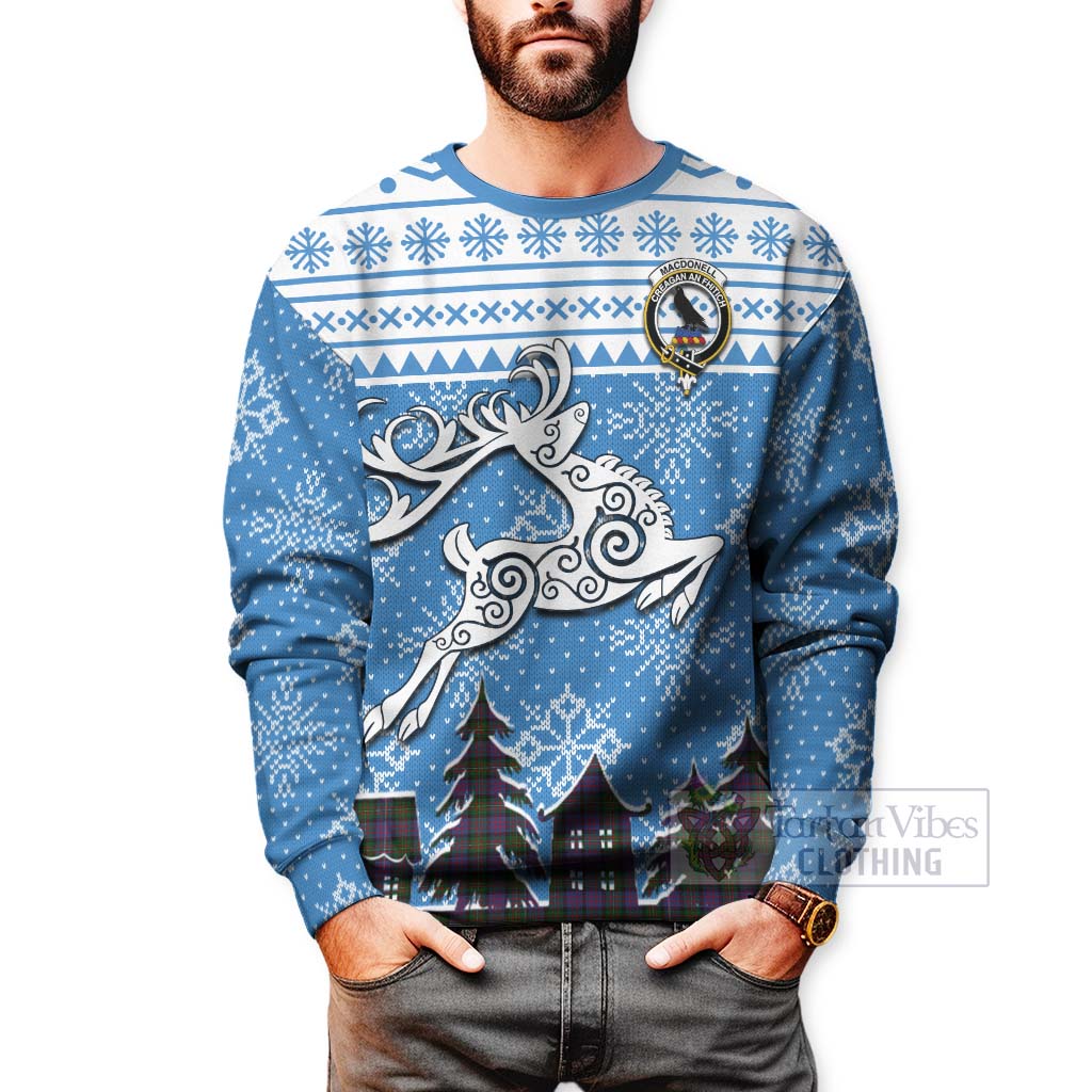 MacDonell (McDonell) Clan Christmas Sweatshirt Celtic Reindeer Style - Tartan Vibes Clothing
