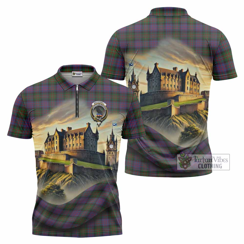 MacDonell (McDonell) Tartan Family Crest Zipper Polo Shirt with Scottish Ancient Castle Style - Tartan Vibes Clothing