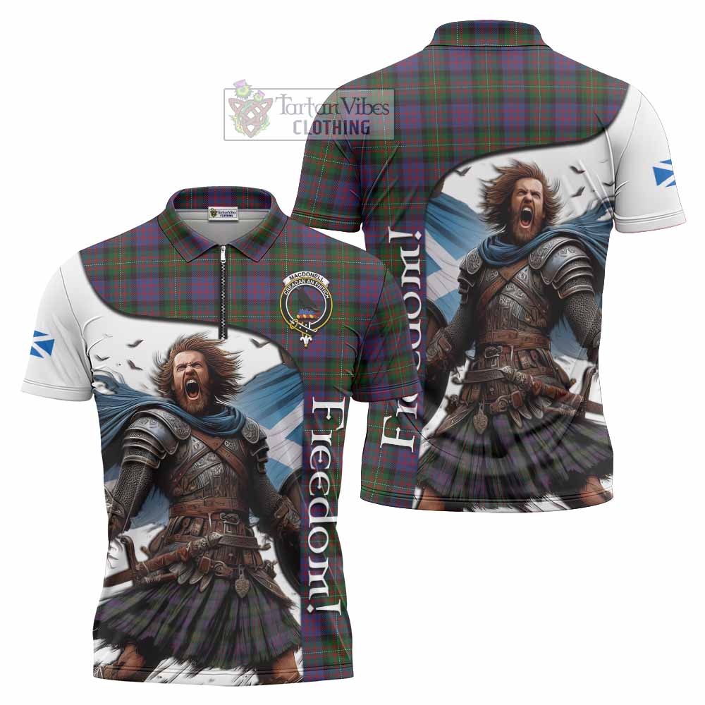 MacDonell (McDonell) Crest Tartan Zipper Polo Shirt Inspired by the Freedom of Scottish Warrior - Tartan Vibes Clothing