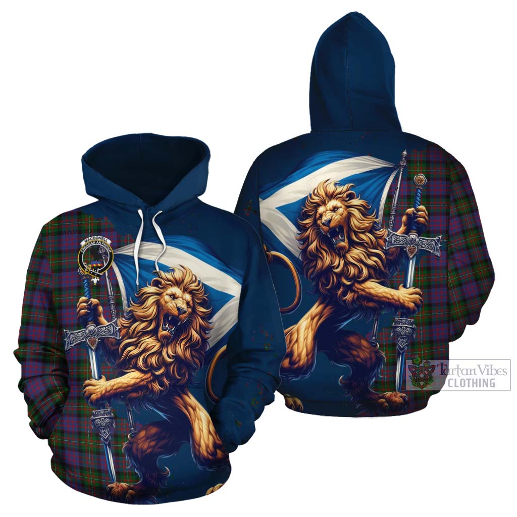 MacDonell (McDonell) Tartan Family Crest Cotton Hoodie with Scottish Majestic Lion Zip Hoodie - Tartan Vibes Clothing