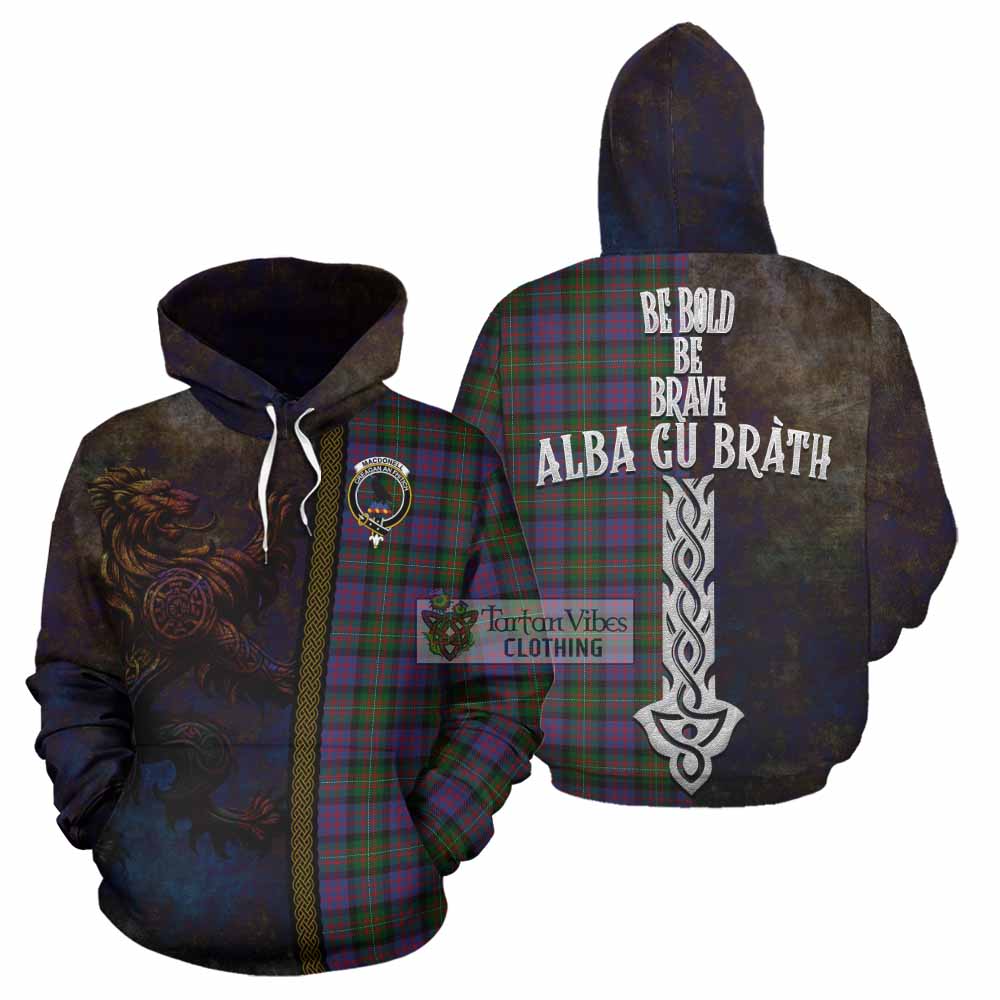 MacDonell (McDonell) Tartan Family Crest Hoodie Alba Gu Brath Be Brave Lion Ancient Style - Tartan Vibes Clothing