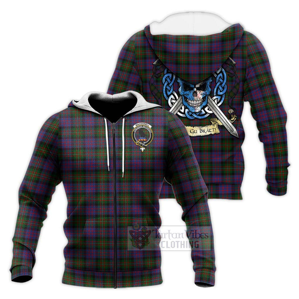 MacDonell (McDonell) Tartan Knitted Hoodie with Family Crest Celtic Skull Style Unisex Knitted Zip Hoodie - Tartan Vibes Clothing