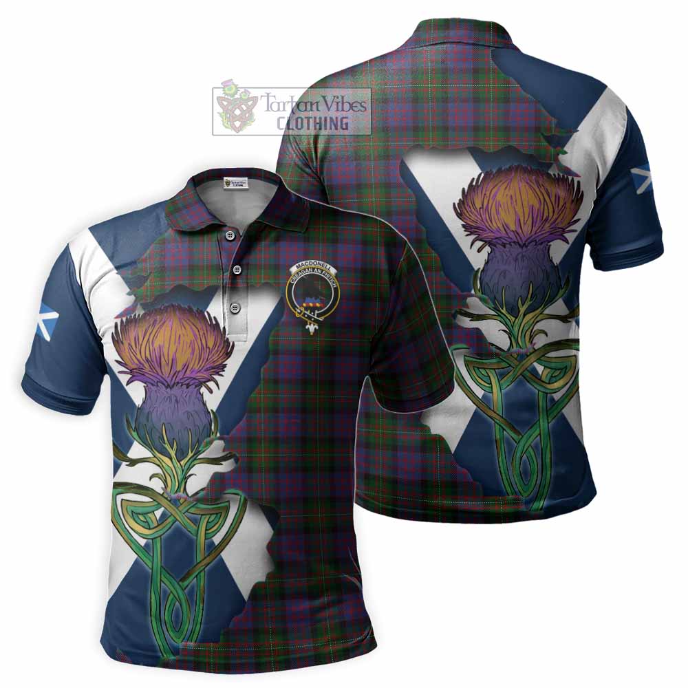 Tartan Vibes Clothing MacDonell (McDonell) Tartan Family Crest Polo Shirt Scottish Thistle Celtic Inspired