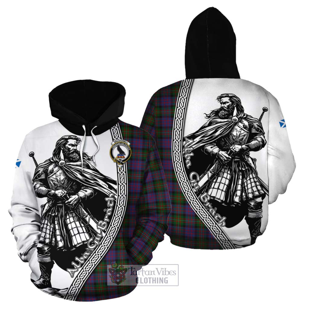 MacDonell (McDonell) Tartan Clan Crest Cotton Hoodie with Highlander Warrior Celtic Style Zip Hoodie - Tartan Vibes Clothing