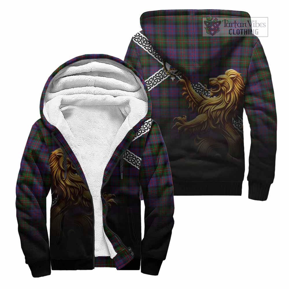 MacDonell (McDonell) Crest Tartan Sherpa Hoodie with Golden Lion Emblem Celtic Style Unisex - Tartan Vibes Clothing