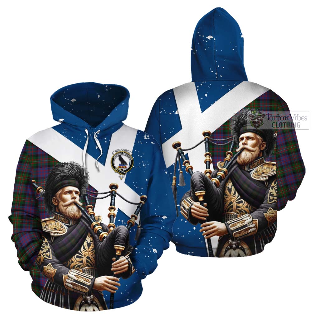 MacDonell (McDonell) Tartan Cotton Hoodie with Family Crest Scottish Bagpiper Vibes Zip Hoodie - Tartan Vibes Clothing