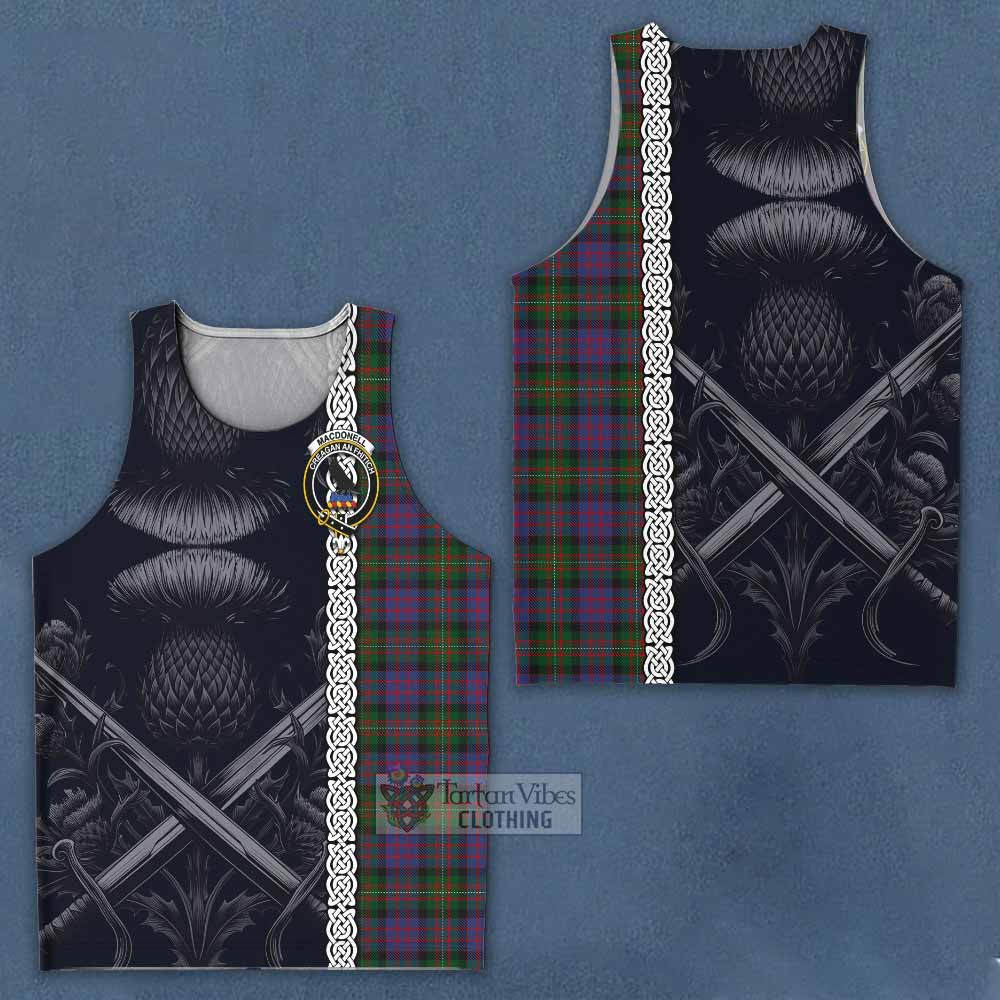 MacDonell (McDonell) Tartan Men's Tank Top with Family Crest Cross Sword Thistle Celtic Vibes - Tartan Vibes Clothing