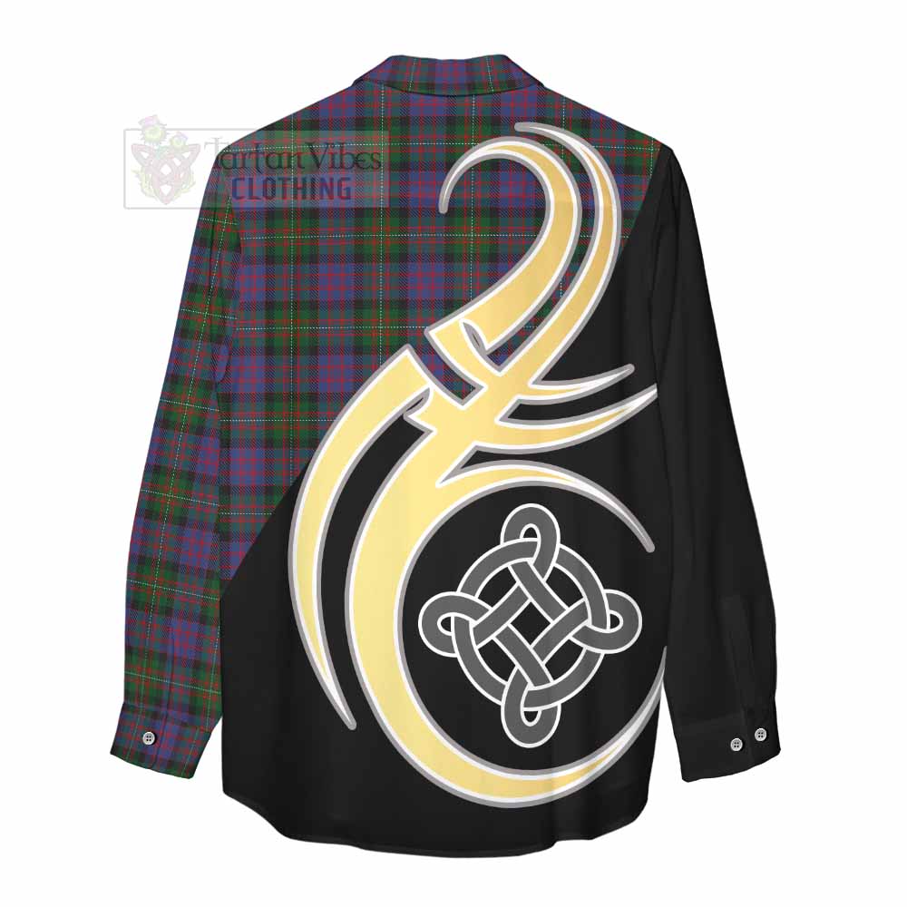 MacDonell (McDonell) Tartan Women's Casual Shirt with Family Crest and Celtic Symbol Style - Tartan Vibes Clothing