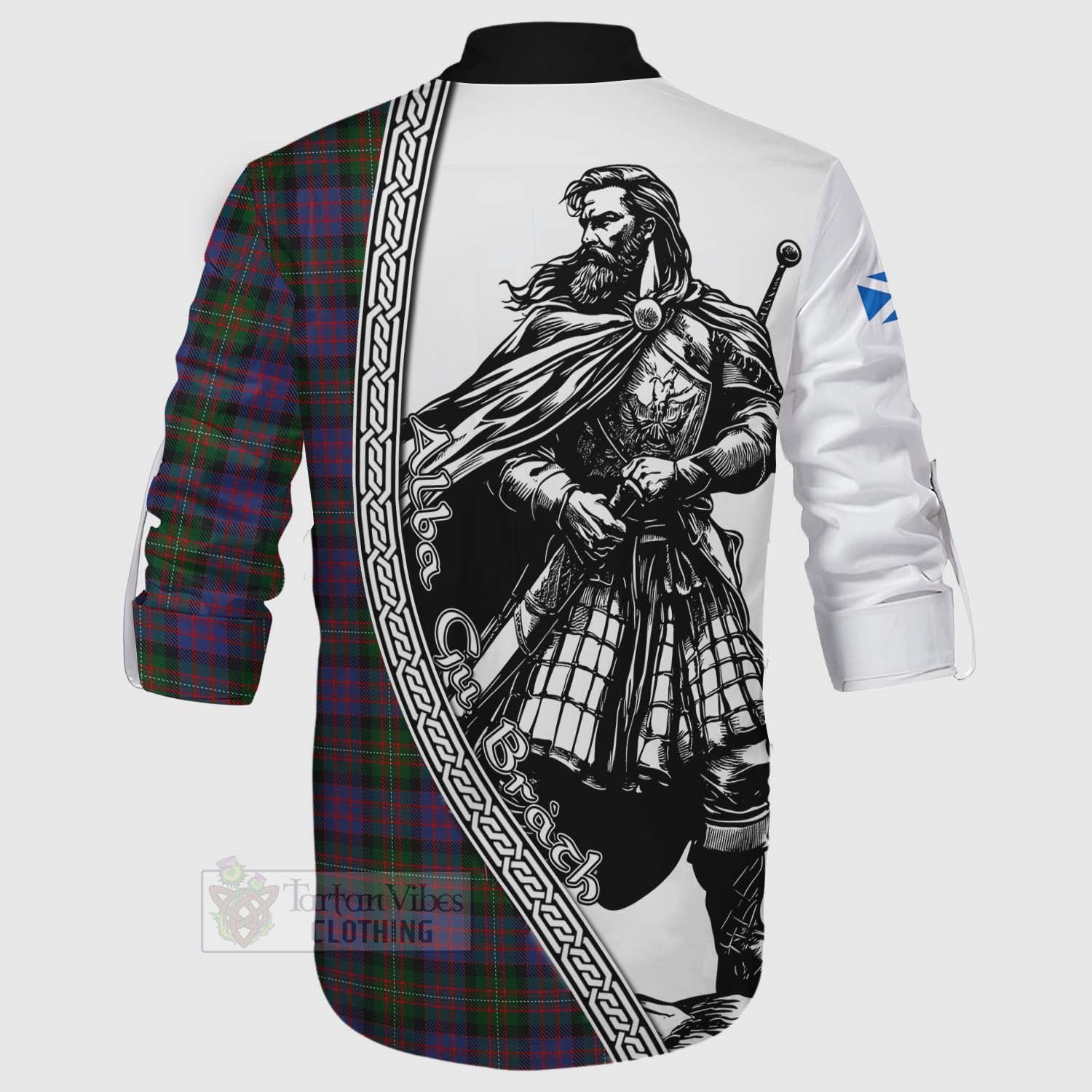 MacDonell (McDonell) Tartan Clan Crest Ghillie Kilt Shirt with Highlander Warrior Celtic Style - Tartan Vibes Clothing