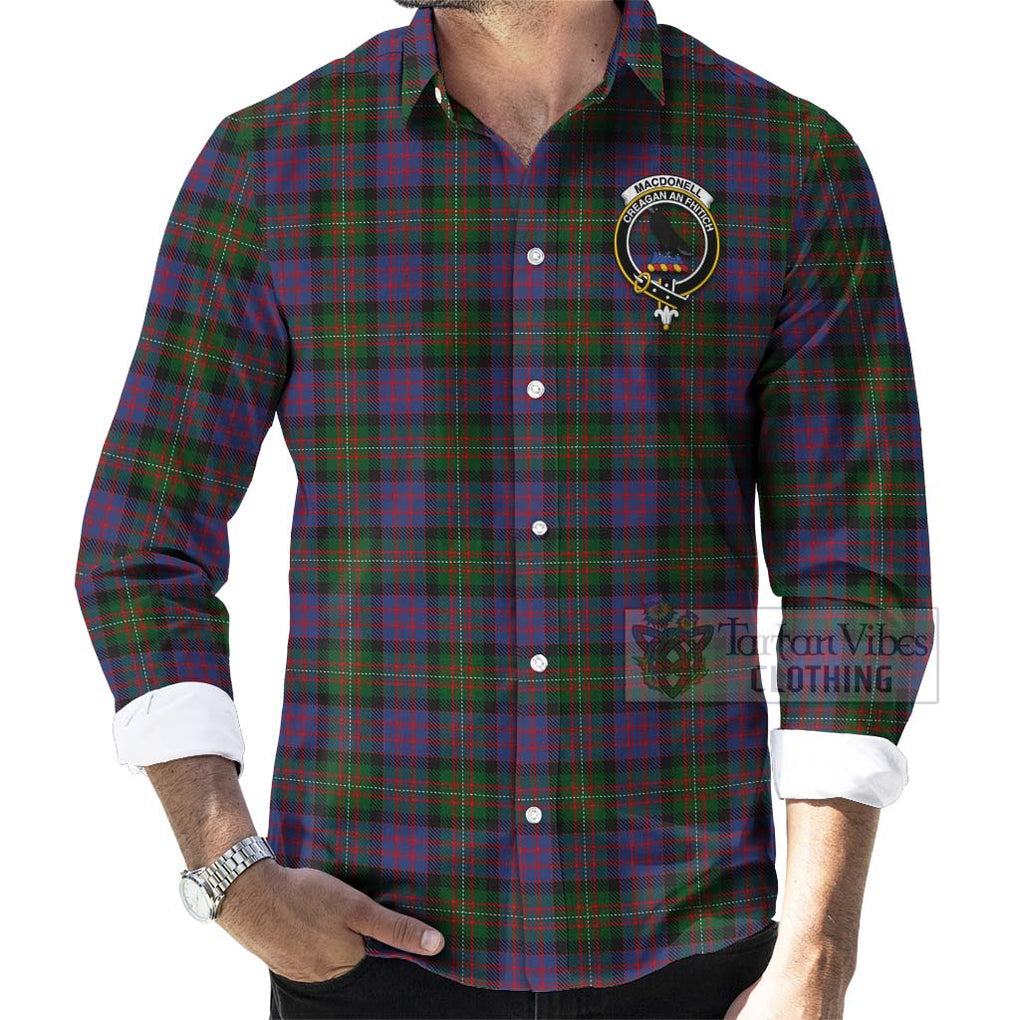 MacDonell (McDonell) Tartan Long Sleeve Button Shirt with Family Crest Celtic Skull Style - Tartan Vibes Clothing