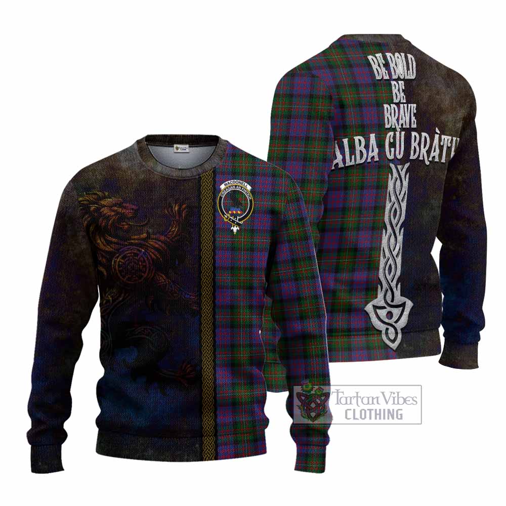 MacDonell (McDonell) Tartan Family Crest Knitted Sweater Alba Gu Brath Be Brave Lion Ancient Style - Tartan Vibes Clothing