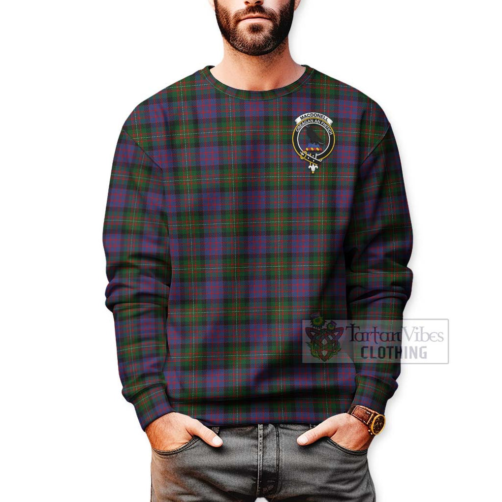 MacDonell (McDonell) Tartan Sweatshirt with Family Crest and Bearded Skull Holding Bottles of Whiskey - Tartan Vibes Clothing