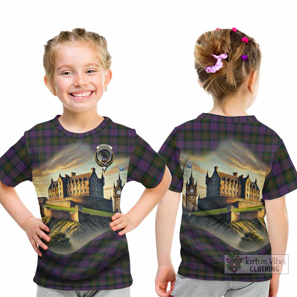 MacDonell (McDonell) Tartan Family Crest Kid T-Shirt with Scottish Ancient Castle Style - Tartan Vibes Clothing