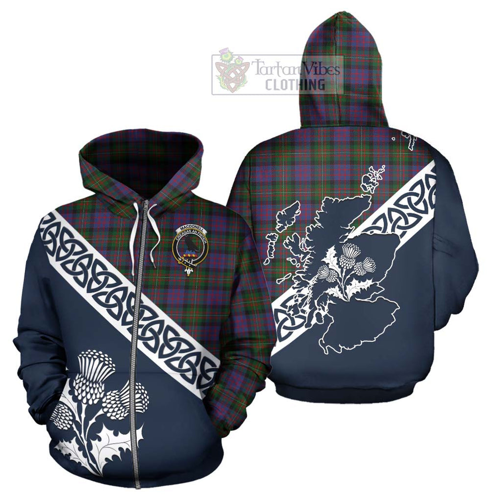 MacDonell (McDonell) Tartan Hoodie Featuring Thistle and Scotland Map - Tartan Vibes Clothing