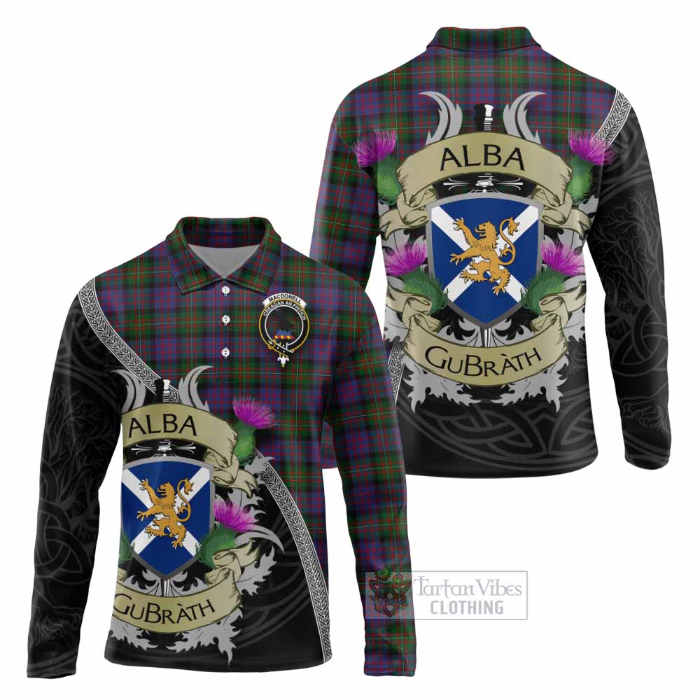 MacDonell (McDonell) Tartan Family Crest Long Sleeve Polo Shirt Lion Rampant Royal Thistle Shield Celtic Inspired - Tartan Vibes Clothing