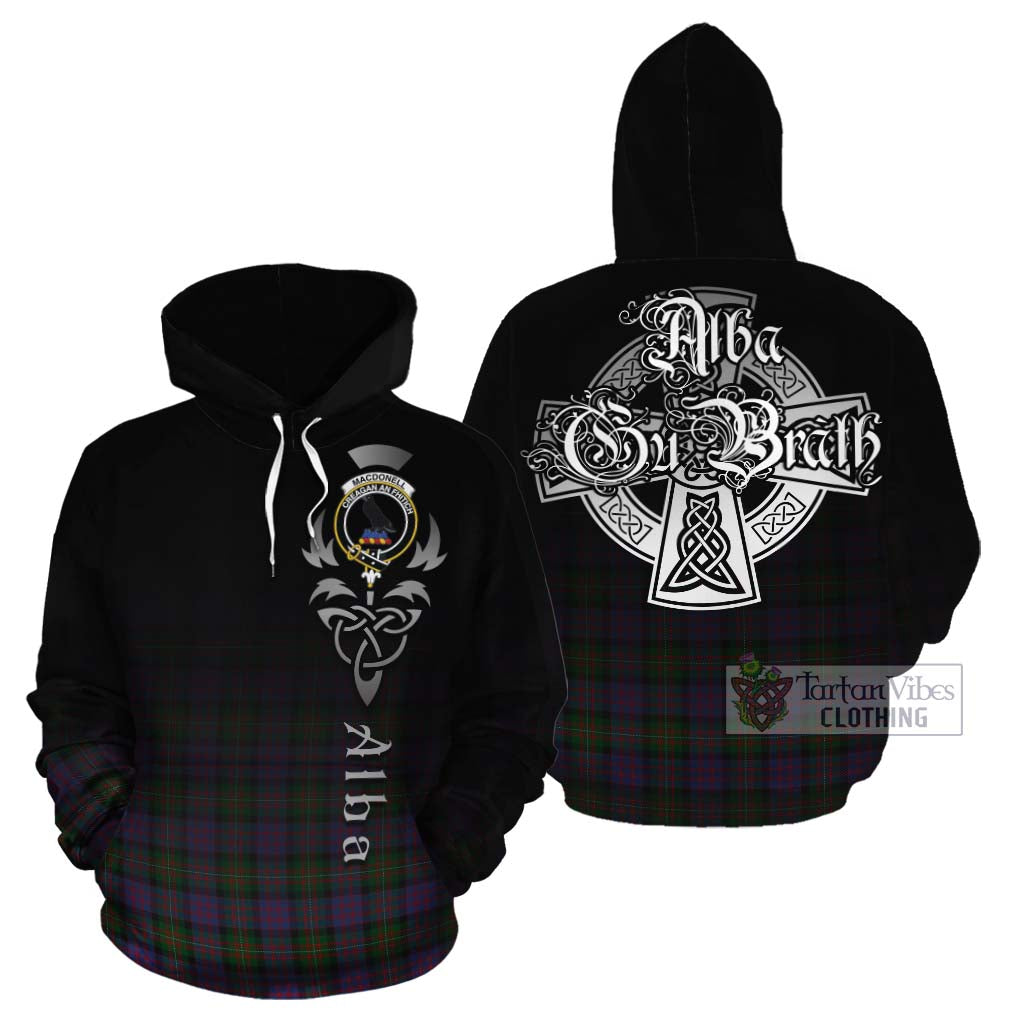 Tartan Vibes Clothing MacDonell (McDonell) Tartan Cotton Hoodie Featuring Alba Gu Brath Family Crest Celtic Inspired