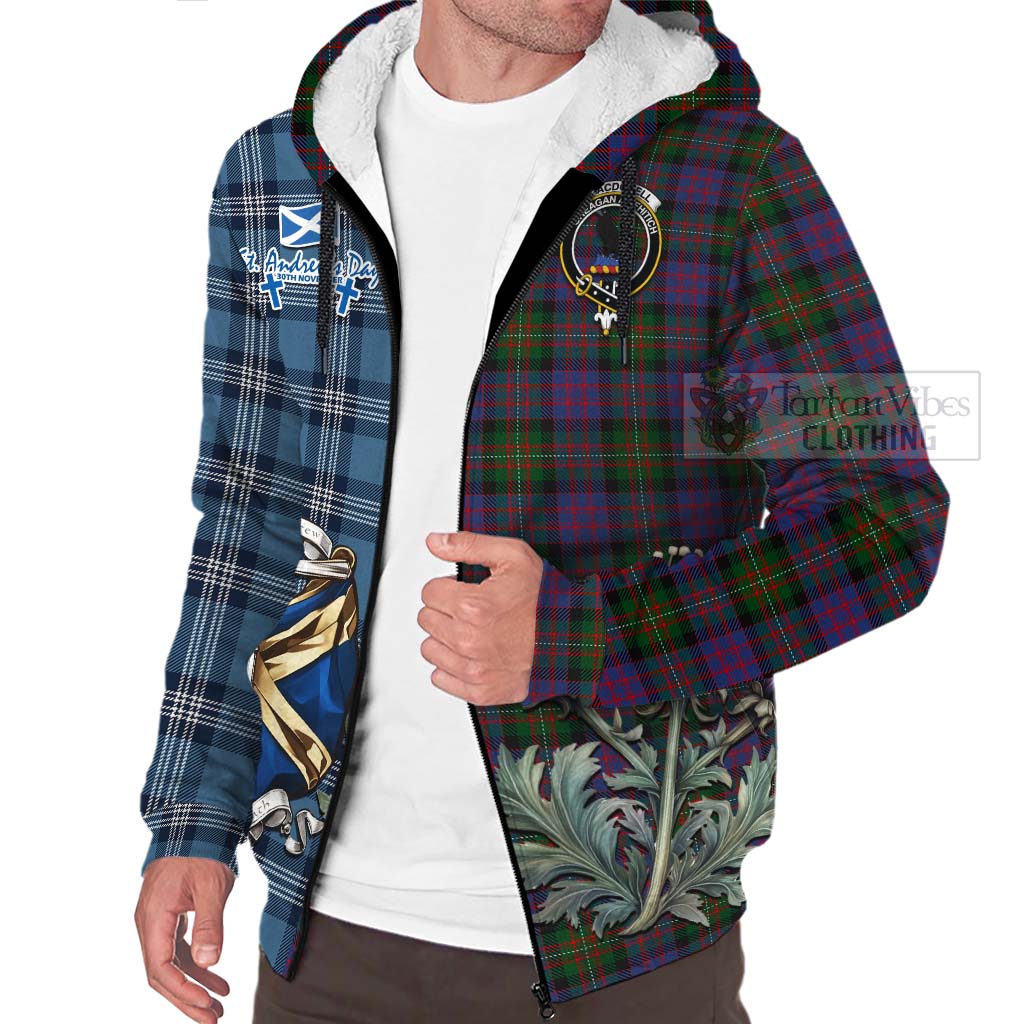 MacDonell (McDonell) Tartan Sherpa Hoodie Happy St. Andrew's Day Half Tartan Style Unisex - Tartan Vibes Clothing