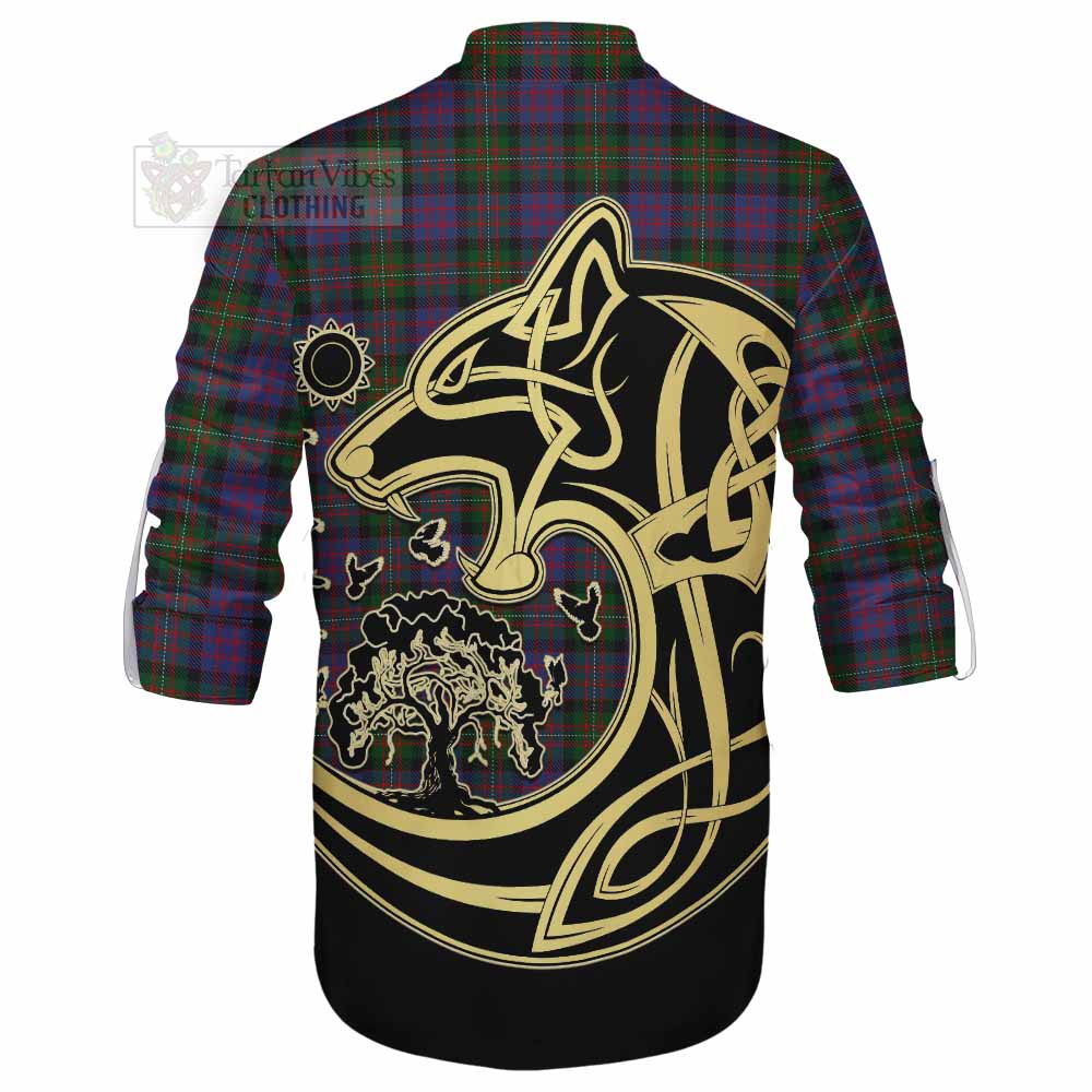 MacDonell (McDonell) Tartan Ghillie Kilt Shirt with Family Crest Celtic Wolf Style - Tartan Vibes Clothing