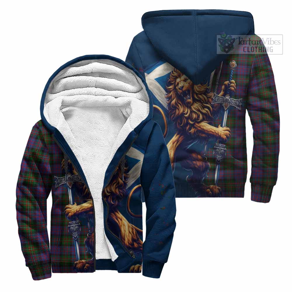MacDonell (McDonell) Tartan Family Crest Sherpa Hoodie with Scottish Majestic Lion Unisex - Tartan Vibes Clothing