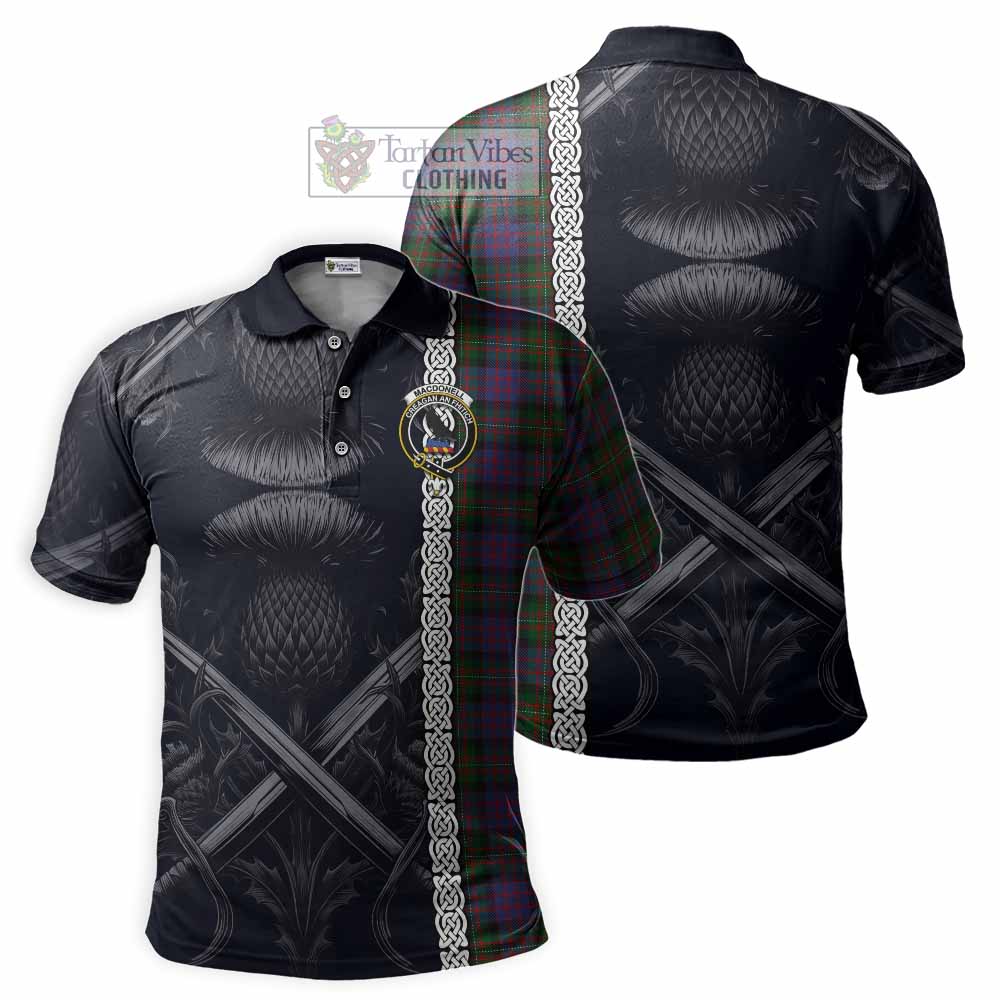 MacDonell (McDonell) Tartan Polo Shirt with Family Crest Cross Sword Thistle Celtic Vibes - Tartan Vibes Clothing