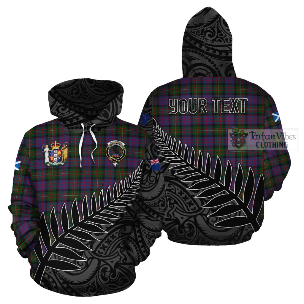 MacDonell (McDonell) Crest Tartan Cotton Hoodie with New Zealand Silver Fern Half Style Zip Hoodie - Tartan Vibes Clothing