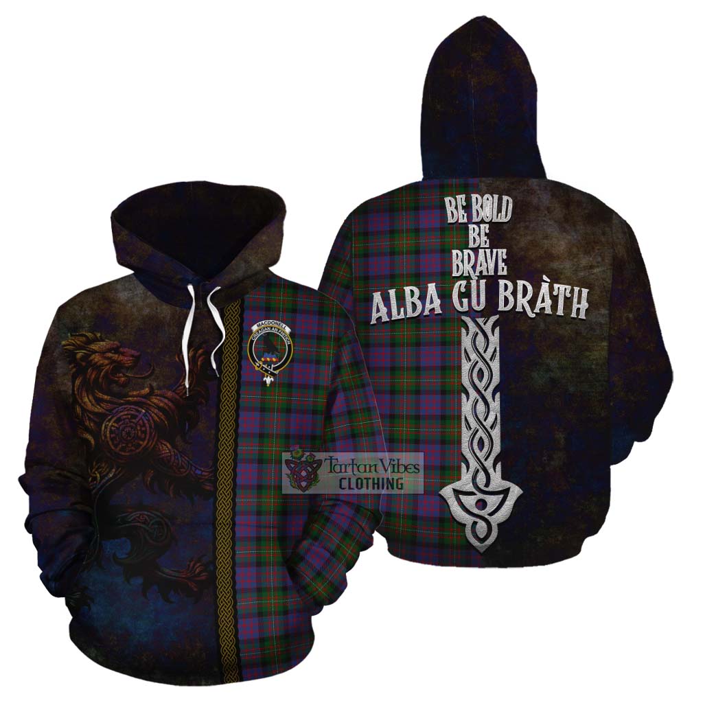MacDonell (McDonell) Tartan Family Crest Cotton Hoodie Alba Gu Brath Be Brave Lion Ancient Style - Tartan Vibes Clothing