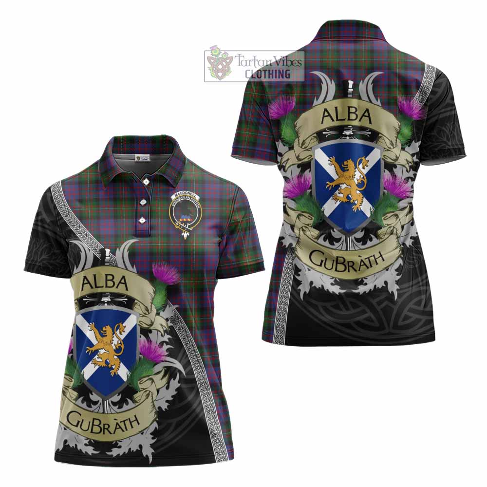 MacDonell (McDonell) Tartan Family Crest Women's Polo Shirt Lion Rampant Royal Thistle Shield Celtic Inspired - Tartan Vibes Clothing