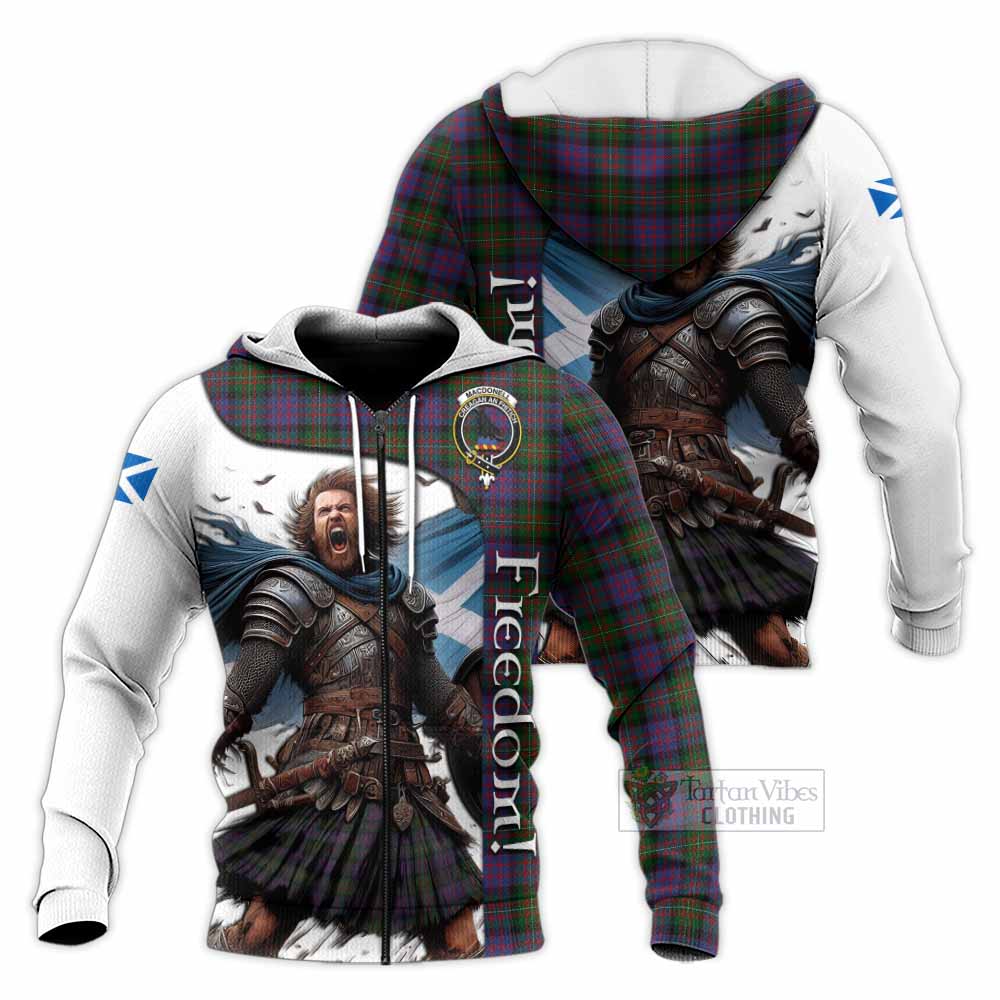 MacDonell (McDonell) Crest Tartan Knitted Hoodie Inspired by the Freedom of Scottish Warrior Unisex Knitted Zip Hoodie - Tartan Vibes Clothing