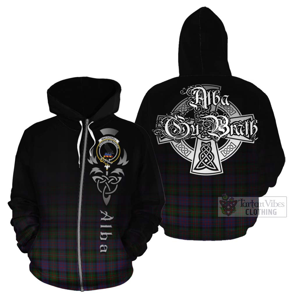 Tartan Vibes Clothing MacDonell (McDonell) Tartan Cotton Hoodie Featuring Alba Gu Brath Family Crest Celtic Inspired