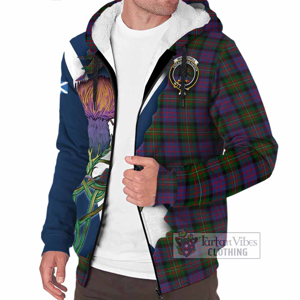 Tartan Vibes Clothing MacDonell (McDonell) Tartan Family Crest Sherpa Hoodie Scottish Thistle Celtic Inspired