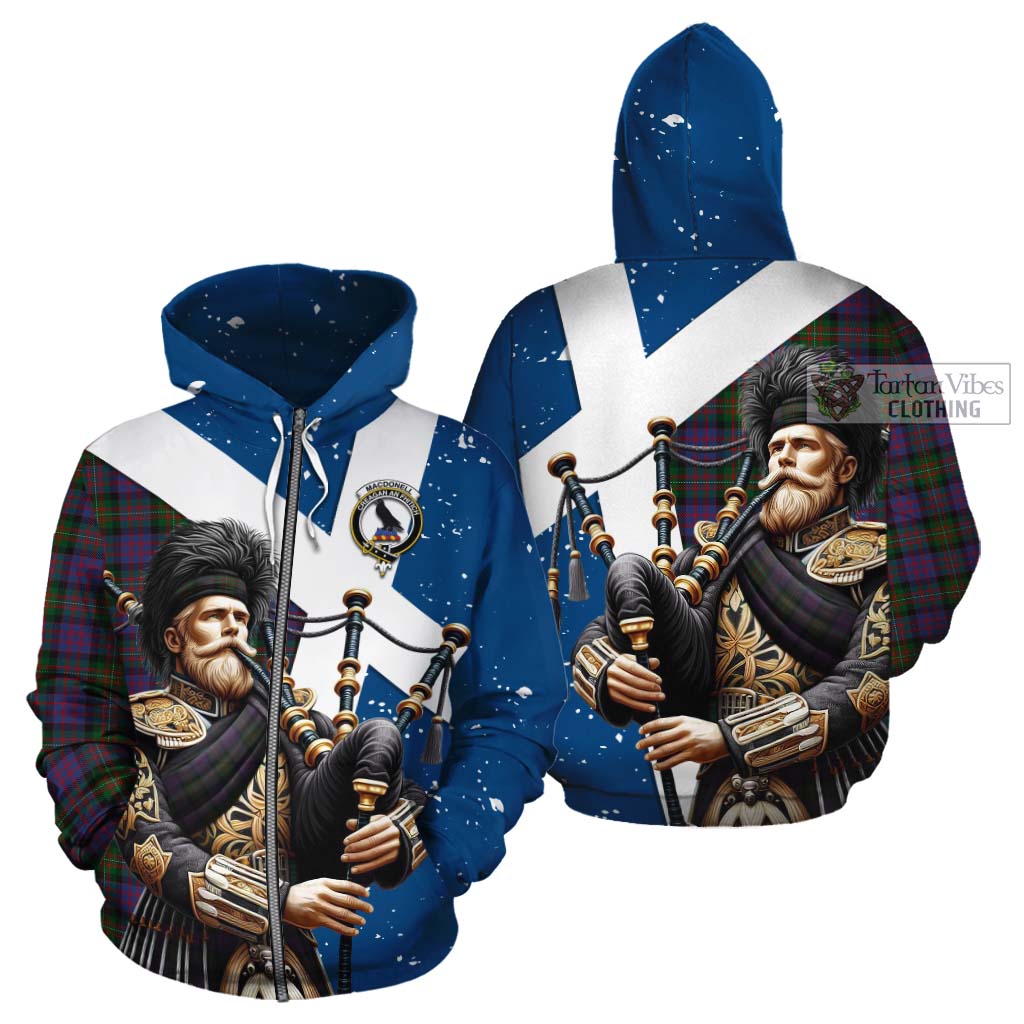 MacDonell (McDonell) Tartan Cotton Hoodie with Family Crest Scottish Bagpiper Vibes - Tartan Vibes Clothing