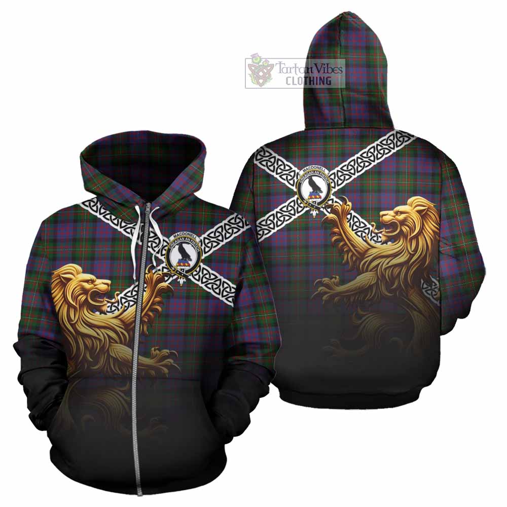 MacDonell (McDonell) Crest Tartan Hoodie with Golden Lion Emblem Celtic Style Zip Hoodie - Tartan Vibes Clothing