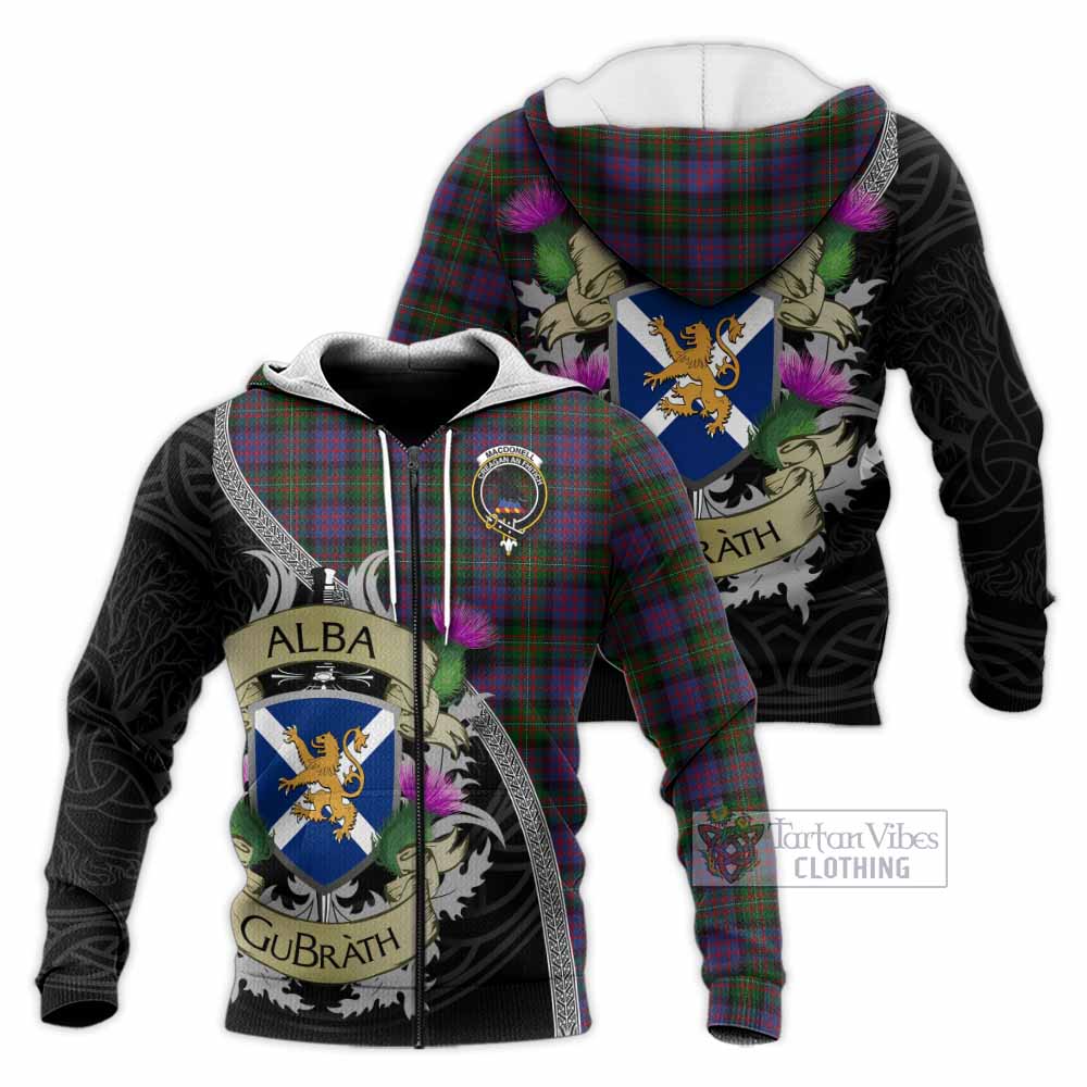 MacDonell (McDonell) Tartan Family Crest Knitted Hoodie Lion Rampant Royal Thistle Shield Celtic Inspired Unisex Knitted Zip Hoodie - Tartan Vibes Clothing