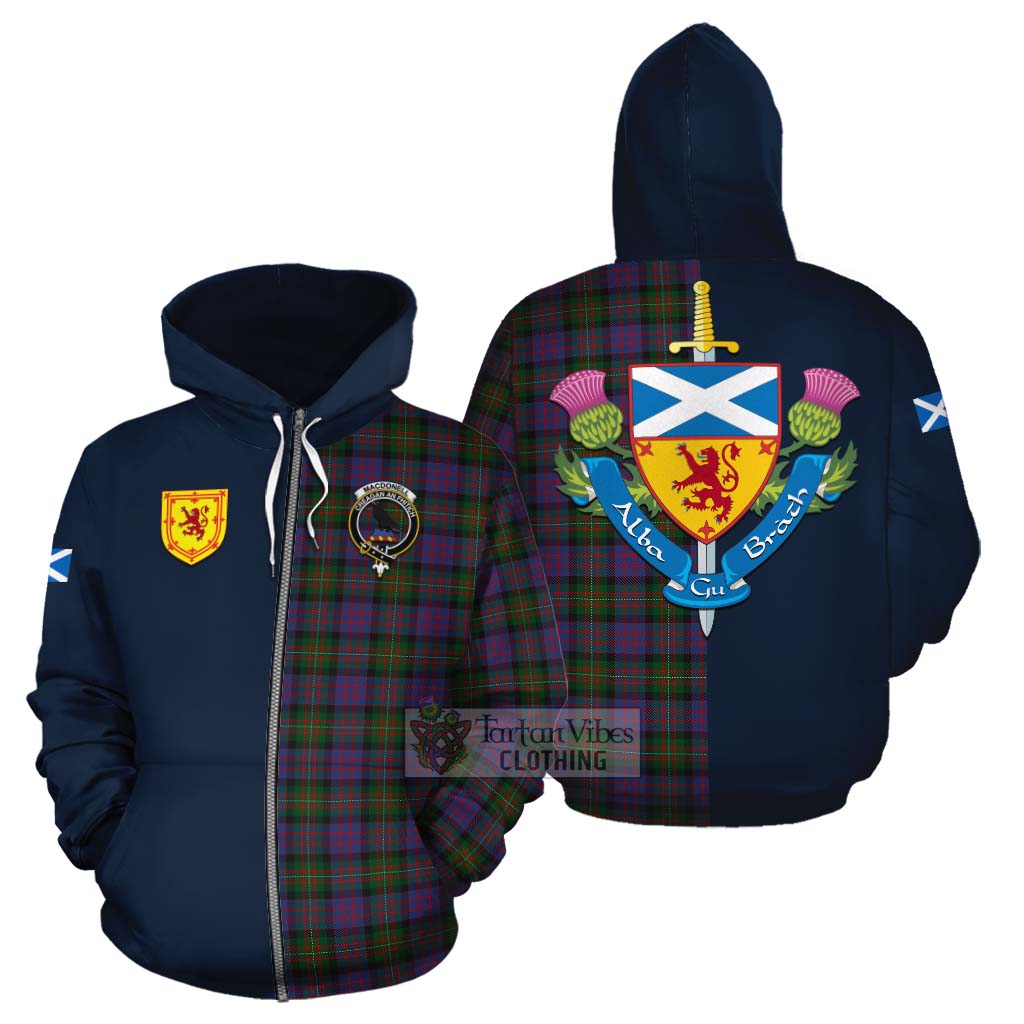 MacDonell (McDonell) Tartan Cotton Hoodie Alba with Scottish Lion Royal Arm Half Style - Tartan Vibes Clothing