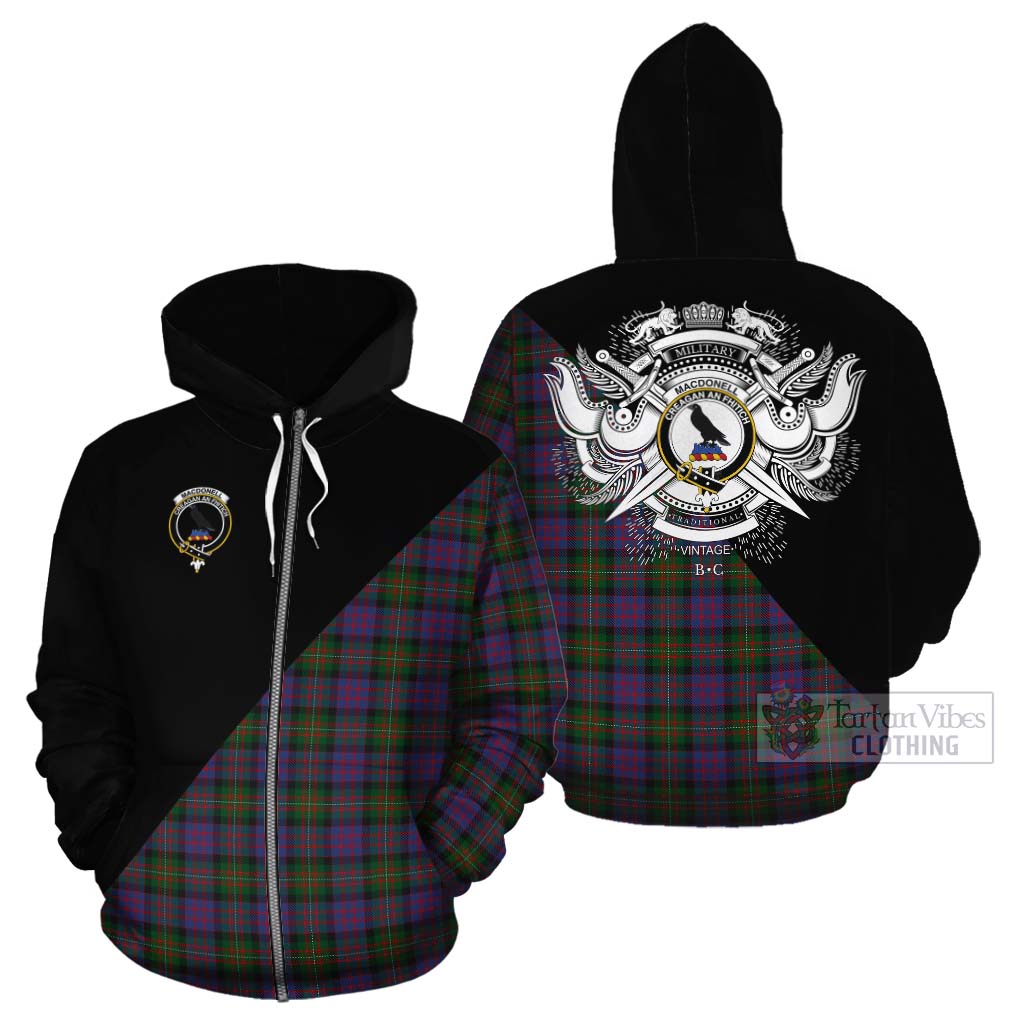 MacDonell (McDonell) Tartan Cotton Hoodie with Family Crest and Military Logo Style - Tartan Vibes Clothing
