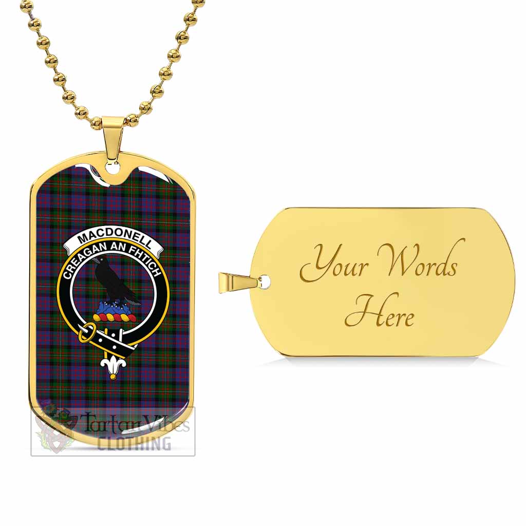 MacDonell (McDonell) Tartan Dog Tag Necklace with Family Crest Gold Yes - Tartan Vibes Clothing