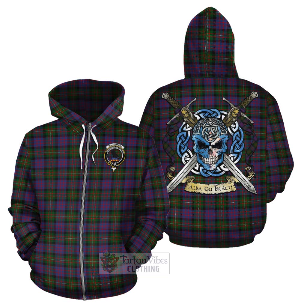MacDonell (McDonell) Tartan Cotton Hoodie with Family Crest Celtic Skull Style - Tartan Vibes Clothing