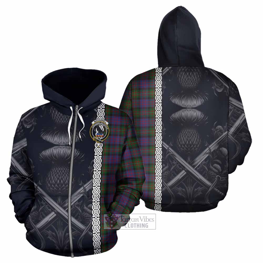 MacDonell (McDonell) Tartan Hoodie with Family Crest Cross Sword Thistle Celtic Vibes Zip Hoodie - Tartan Vibes Clothing