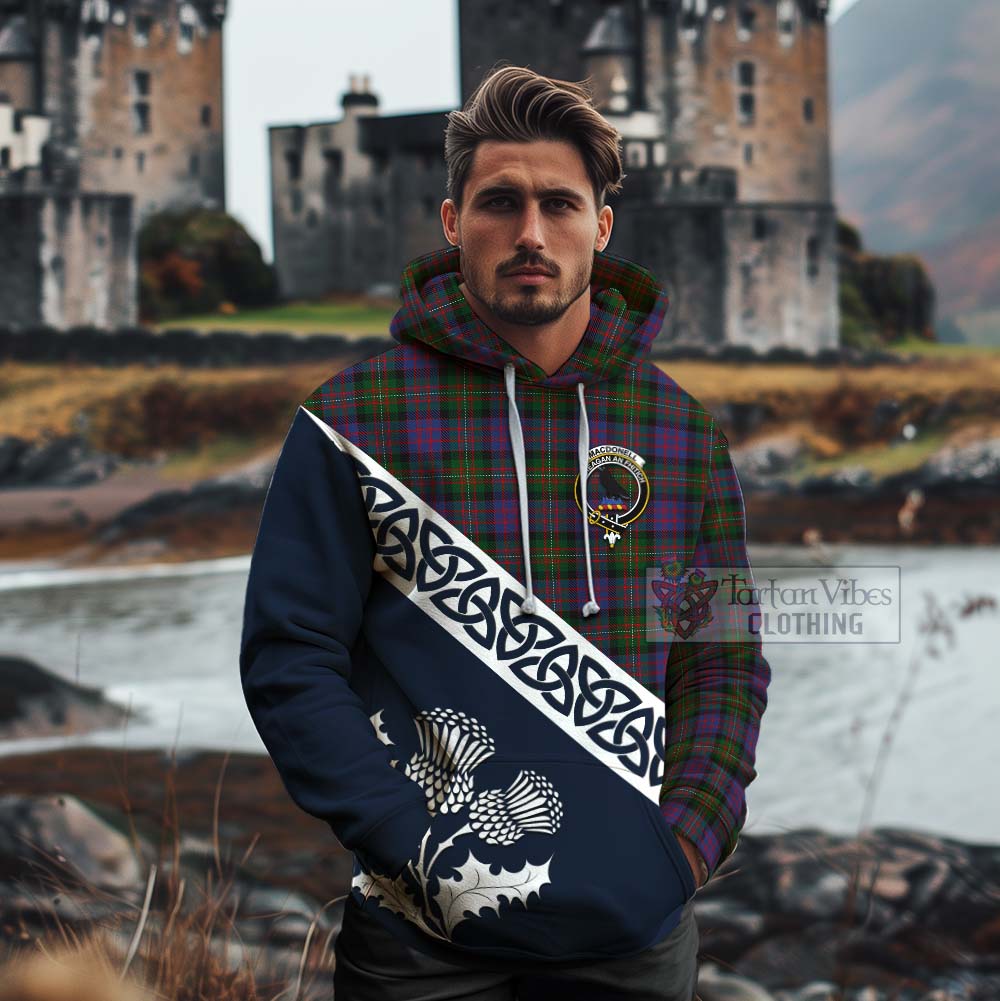 MacDonell (McDonell) Tartan Cotton Hoodie Featuring Thistle and Scotland Map - Tartan Vibes Clothing