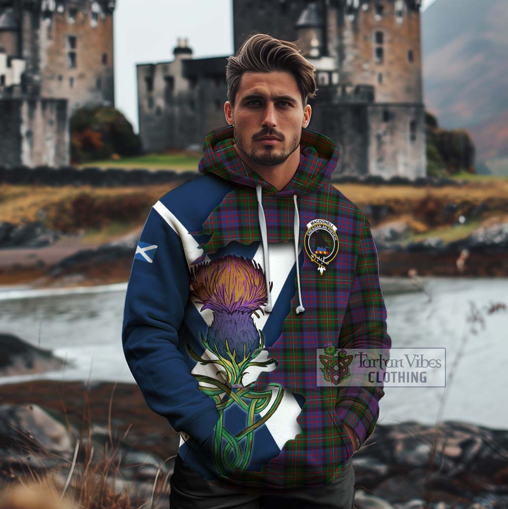 Tartan Vibes Clothing MacDonell (McDonell) Tartan Family Crest Cotton Hoodie Scottish Thistle Celtic Inspired