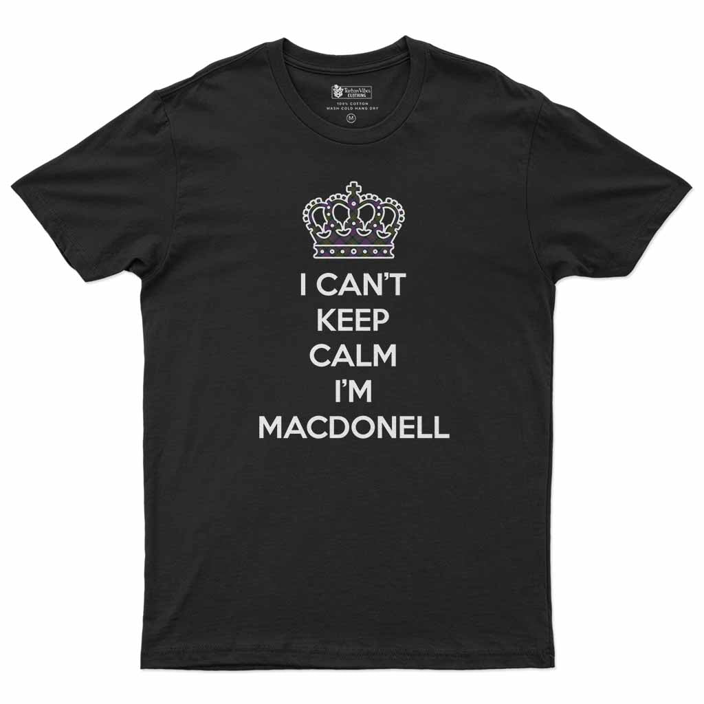 MacDonell (McDonell) Can't Keep Calm Men's T-Shirt Black - Tartan Vibes Clothing