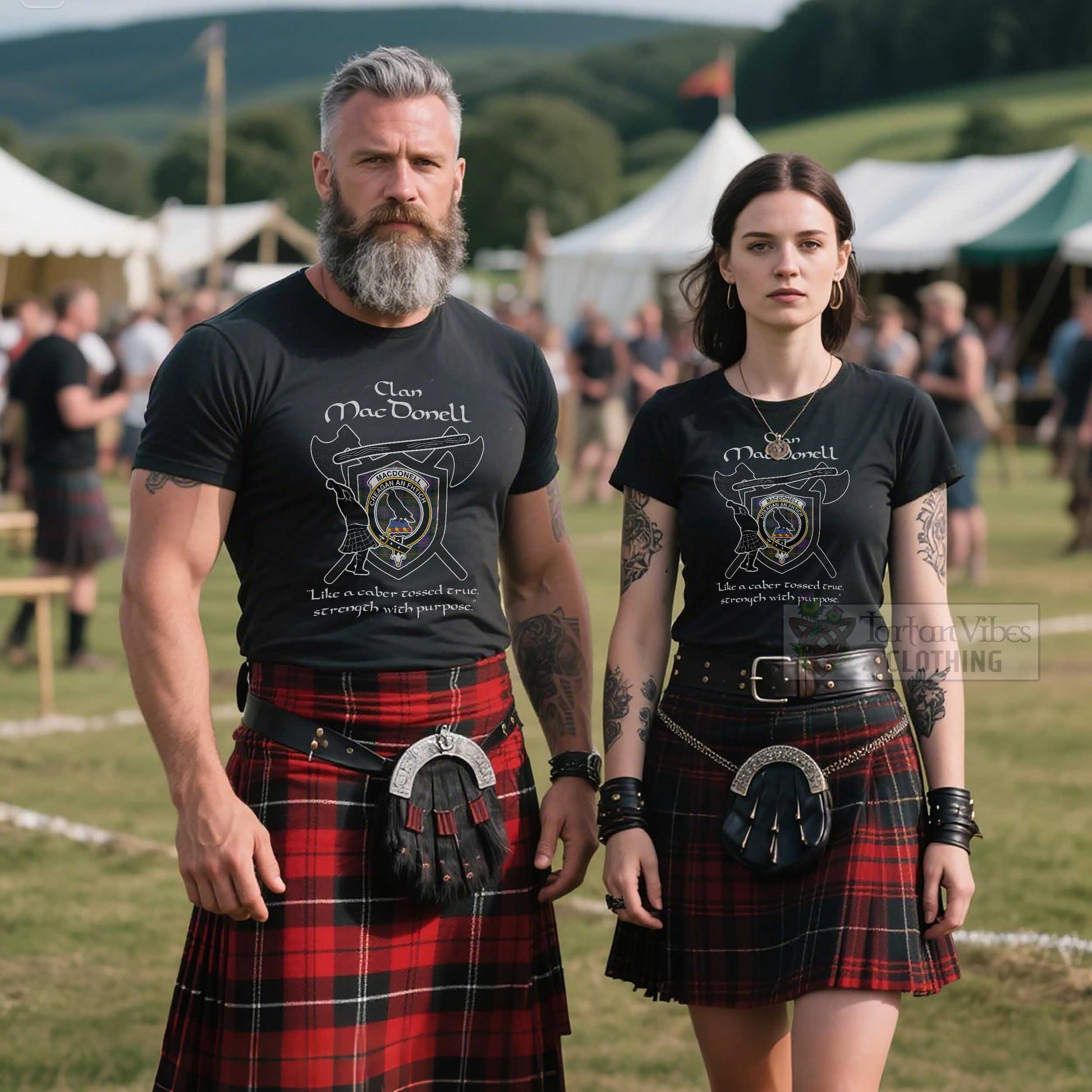 MacDonell (McDonell) Clan Crest Highland Game T Shirt Strength With Purpose Style Unisex Cotton Fabric - Tartan Vibes Clothing