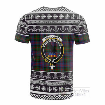 MacDonell (McDonell) Clan Tartan Christmas Cotton T-shirt with Family Crest