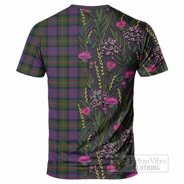 MacDonell (McDonell) Family Crest Tartan T-Shirt Scottish Thistle Flower Pattern Half Style