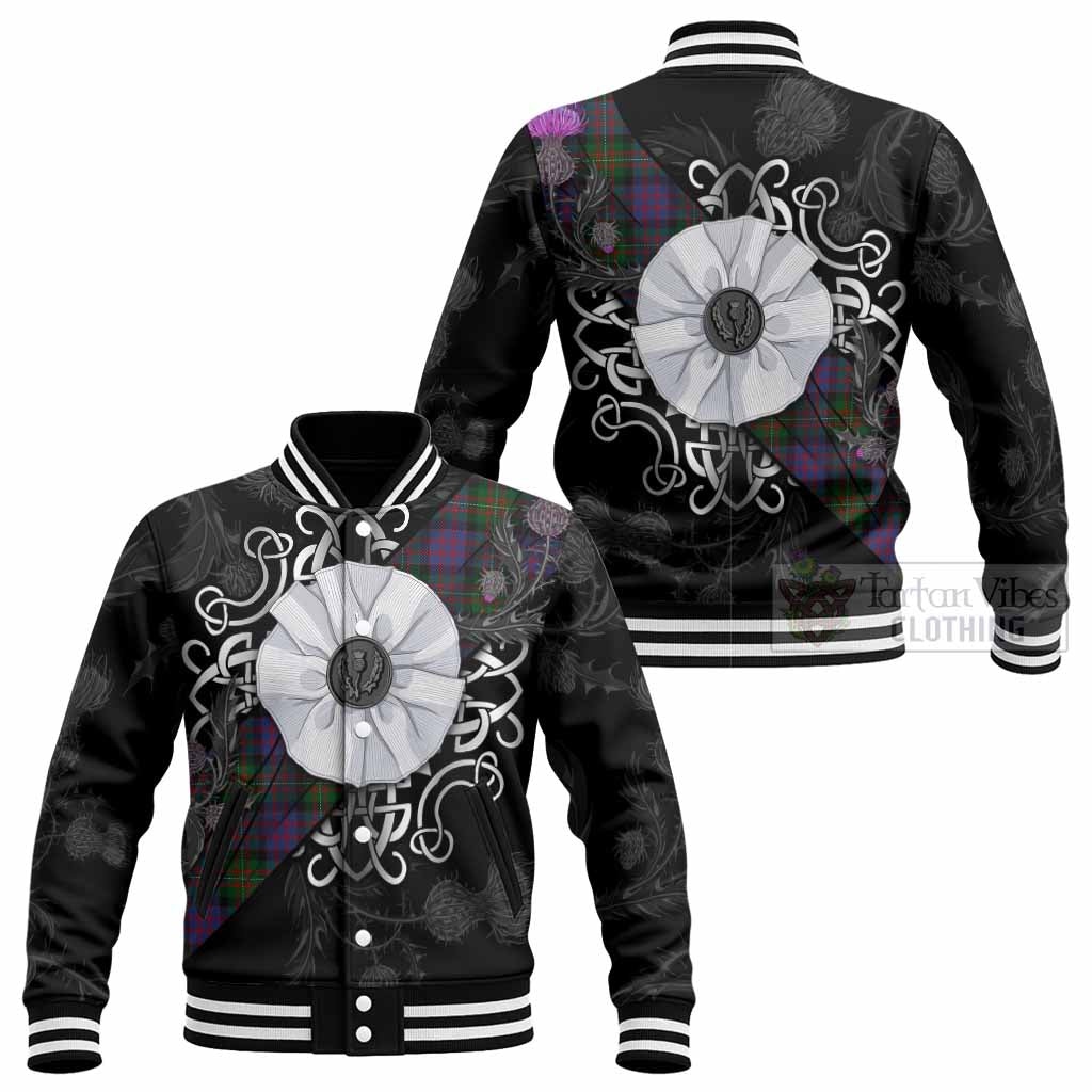 MacDonell (McDonell) Tartan Baseball Jacket Jacobite White Rose - Tartan Vibes Clothing
