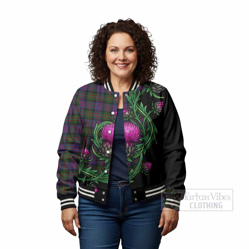 MacDonell (McDonell) Tartan Baseball Jacket Resilient Scottish Thistle - Tartan Vibes Clothing