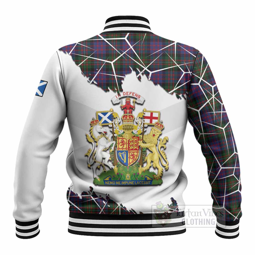 MacDonell (McDonell) Tartan Baseball Jacket with Family Crest and Lion Rampant Grunge Style